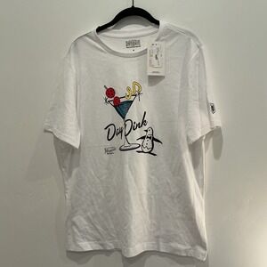 Original Penguin Mens White Graphic T Shirt Martini Penguin Print Size M